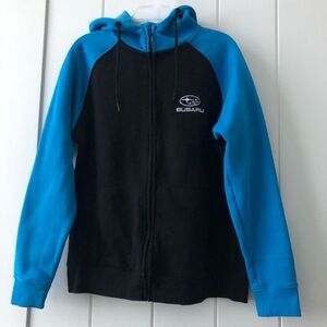 Subaru blue & black two toned colour contrast hoodie